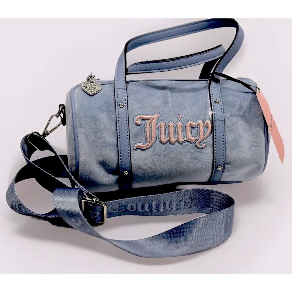 Juicy Couture Blue Velvet Mini Barrel Crossbody Bag